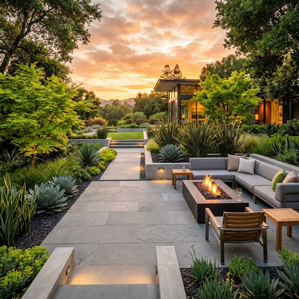 Modern Fire Pit Garden