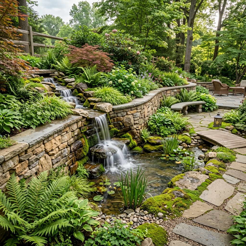 Stone Waterfall Feature